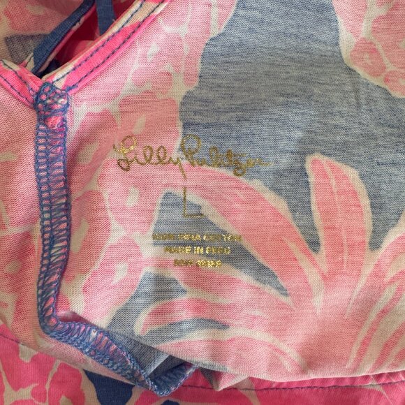 Lilly Pulitzer Pink & Blue Pineapple Print Sleeveless Dress Size Large - Picture 7 of 7